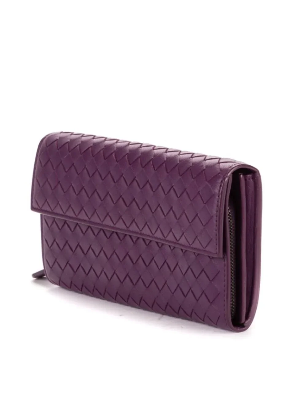 Bottega Veneta Giant Continental Flap Purple Intrecciato Calfskin Leathera